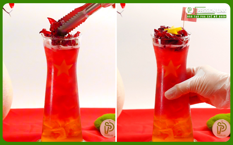 cách làm trà đào hibiscus