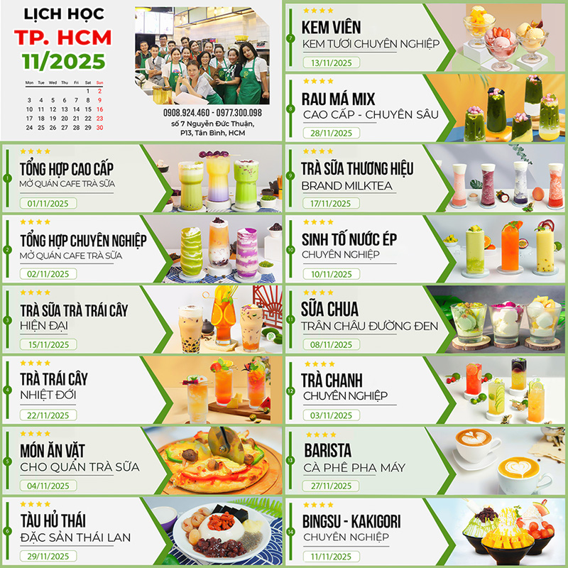 lịch học hcm tháng 11 2025