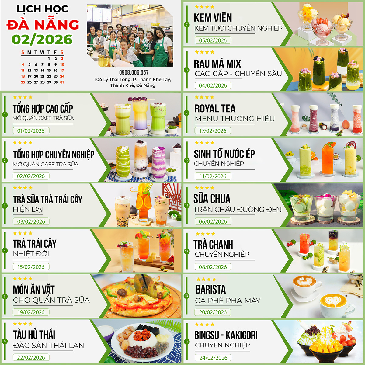 lịch học tháng 2 đà nẵng