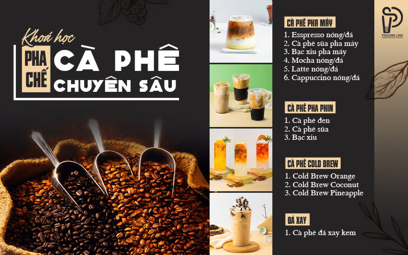 menu khoá học cafe chuyên sâu