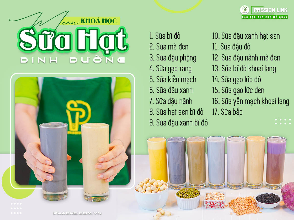 menu khoá học sữa hạt