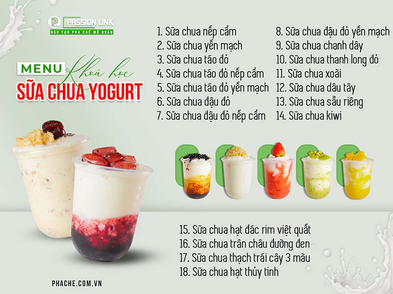 menu khoá sữa chua yogurt