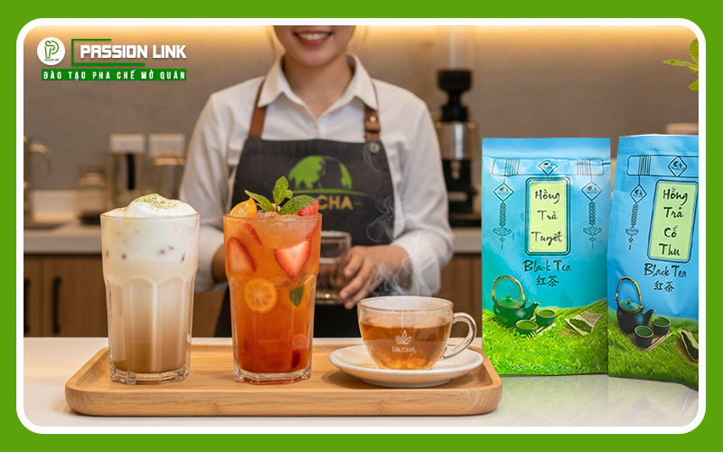 pha chế trà shan tuyết cổ thụ