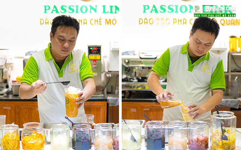 pha chế trà trái cây ngâm đường